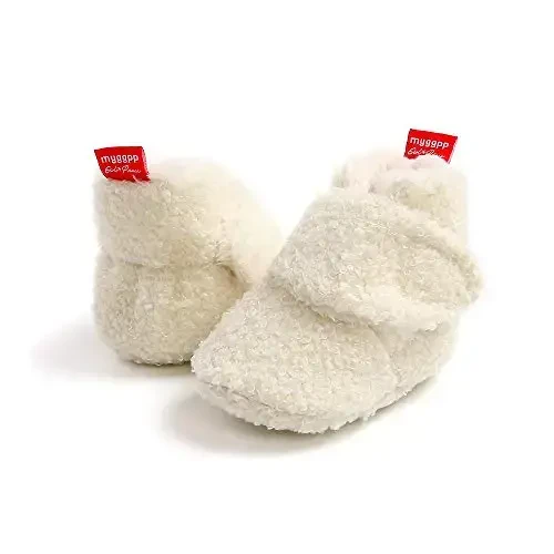 GDSDYM Baby Booties Cozy Fleece Slippers Soft Baby Shoes With Gripper Soles, Winter Warm Infant Newborn Crib Sock Shoes First Walkers - 3