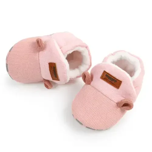 GDSDYM Baby Booties Cozy Fleece Slippers Soft Baby Shoes With Gripper Soles, Winter Warm Infant Newborn Crib Sock Shoes First Walkers - 2