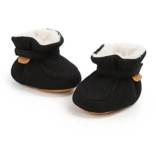 GDSDYM Baby Booties Cozy Fleece Slippers Soft Baby Shoes With Gripper Soles, Winter Infant Newborn Crib Sock Shoe Warm Footwear First Walkers - 5
