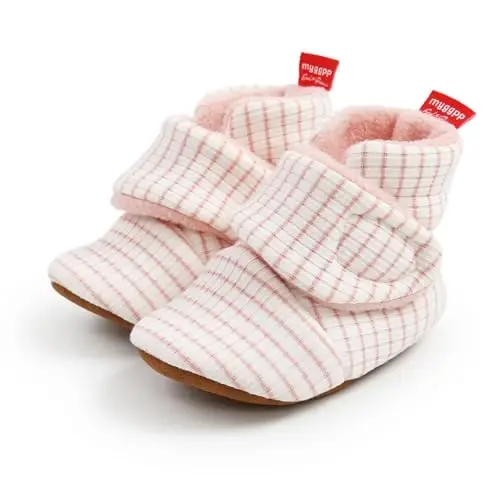 GDSDYM Baby Booties Cozy Fleece Slippers Soft Baby Shoes With Gripper Soles, Winter Warm Infant Newborn Crib Sock Shoes First Walkers - 5