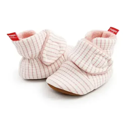 GDSDYM Baby Booties Cozy Fleece Slippers Soft Baby Shoes With Gripper Soles, Winter Warm Infant Newborn Crib Sock Shoes First Walkers - 6