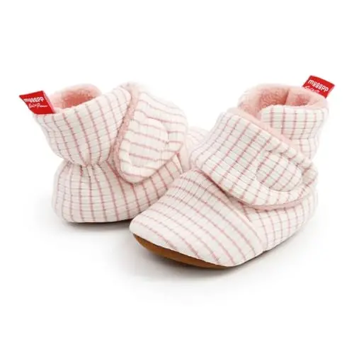 GDSDYM Baby Booties Cozy Fleece Slippers Soft Baby Shoes With Gripper Soles, Winter Warm Infant Newborn Crib Sock Shoes First Walkers - 6