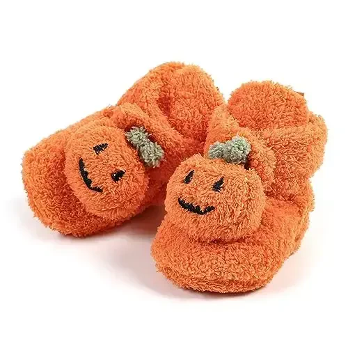 GDSDYM Baby Booties Cozy Fleece Slippers Soft Baby Shoes With Gripper Soles, Winter Warm Infant Newborn Crib Sock Shoes First Walkers - 4