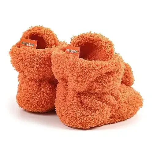 GDSDYM Baby Booties Cozy Fleece Slippers Soft Baby Shoes With Gripper Soles, Winter Warm Infant Newborn Crib Sock Shoes First Walkers - 6