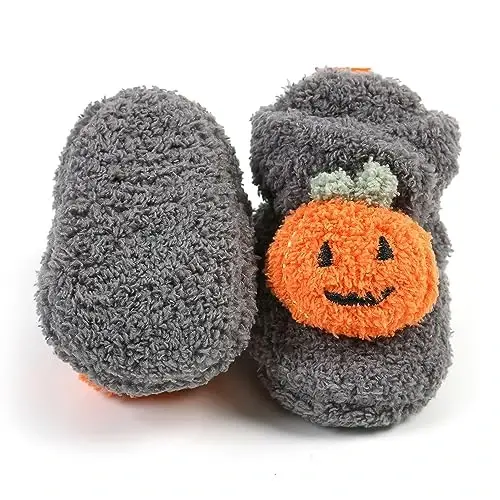GDSDYM Chaqaloq etiklari Qulay jun uy poyabzallari Yumshoq chaqaloq poyabzallari Tagliklari tutqichli, Qishki iliq go‘daklar uchun beshik paypoq poyabzallari Birinchi yuruvchilar - 3