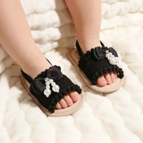 GDSDYM Chaqaloq Qizlar uchun Yozgi Sandallar Gul Bowknot Yumshoq Taglik To'y Ko'ylagi Flats Yangi tug'ilgan birinchi yuruvchilar beshik ko'ylagi poyabzali - 2