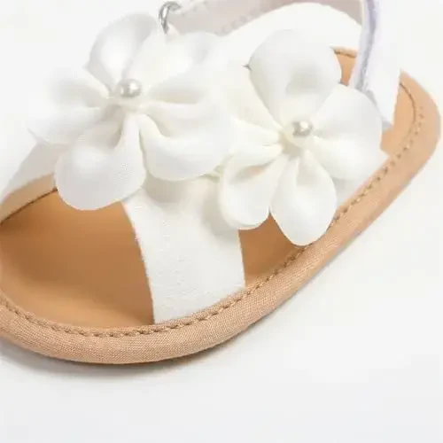 GDSDYM Infant Baby Girls Summer Sandals with Flower Bowknot Soft Sole Wedding Dress Flats Newborn First Walkers Crib Dress Shoes - 6