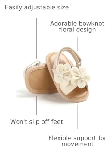 GDSDYM Infant Baby Girls Summer Sandals with Flower Bowknot Soft Sole Wedding Dress Flats Newborn First Walkers Crib Dress Shoes 
