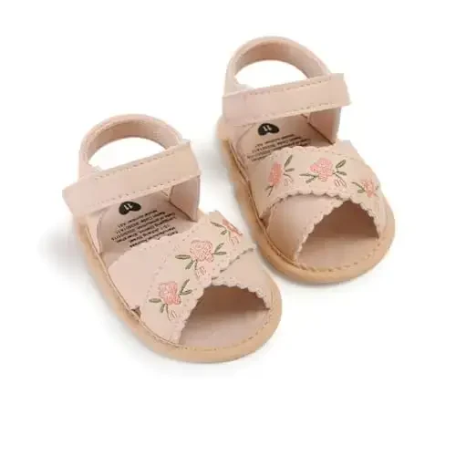 GDSDYM Infant Baby Girls Summer Sandals with Flower Bowknot Soft Sole Wedding Dress Flats Newborn First Walkers Crib Dress Shoes 