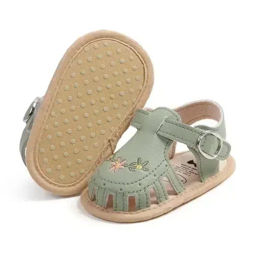 GDSDYM Infant Baby Girls Summer Sandals with Flower Bowknot Soft Sole Wedding Dress Flats Newborn First Walkers Crib Dress Shoes - 4