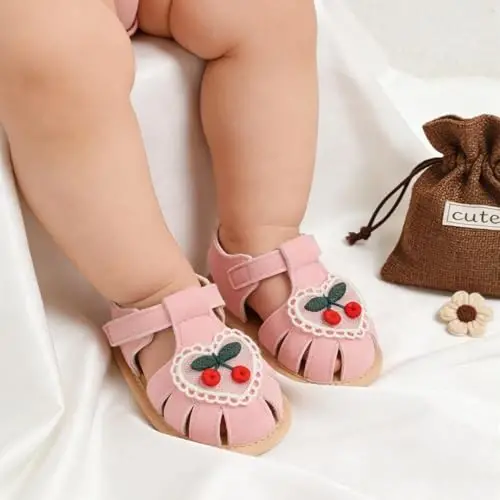 GDSDYM Infant Baby Girls Summer Sandals with Flower Bowknot Soft Sole Wedding Dress Flats Newborn First Walkers Crib Dress Shoes - 3