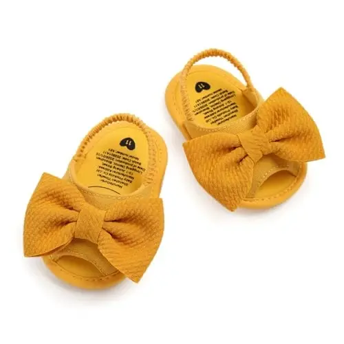 GDSDYM Infant Baby Girls Summer Sandals with Flower Bowknot Soft Sole Wedding Dress Flats Newborn First Walkers Crib Dress Shoes - GDSDYM