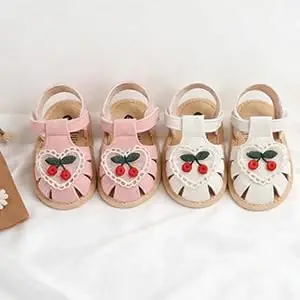 GDSDYM Infant Baby Girls Summer Sandals with Flower Bowknot Soft Sole Wedding Dress Flats Newborn First Walkers Crib Dress Shoes - 4
