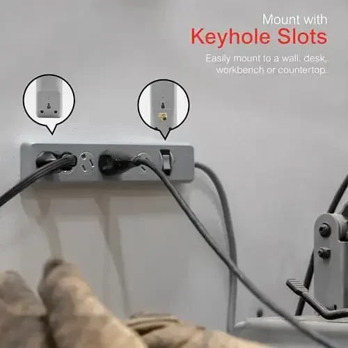 GE Surge Protector Power Strip, 15 Ft Extension Cord, 6 Outlet Extender, 800 Joules, Flat Plug, Twist-to-Close Safety Covers, UL Listed, Gray, 62457 - 5