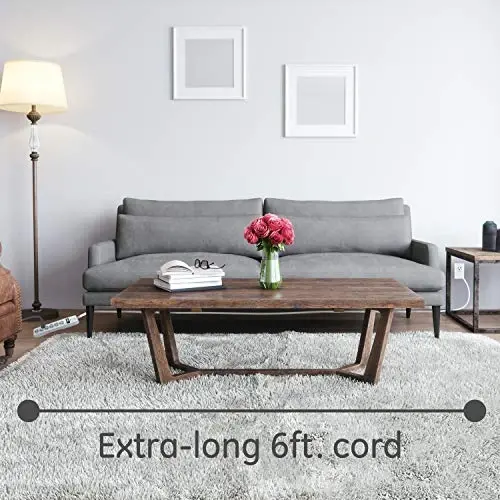 GE Surge Protector Power Strip, 6 Ft Extension Cord, 6 Outlet Extender, 800 Joules, Flat Plug, Twist-to-Close Safety Covers, ETL Listed, White, 2 Pack, 54638 - 3