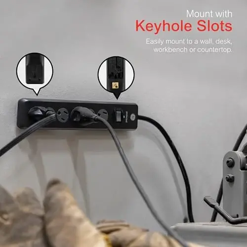 GE Surge Protector Power Strip, 10 Ft Extension Cord, 6 Outlet Extender, 800 Joules, Flat Plug, Twist-to-Close Safety Covers, ETL Listed, Black, 2 Pack, 54646 - 4