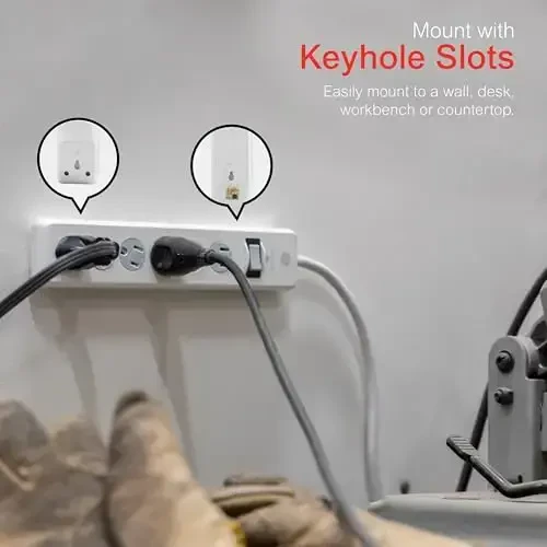 GE Surge Protector Power Strip, 20 Ft Extension Cord, 6 Outlet Extender, 800 Joules, Flat Plug, Twist-to-Close Safety Covers, ETL Listed, White, 50770 - 5