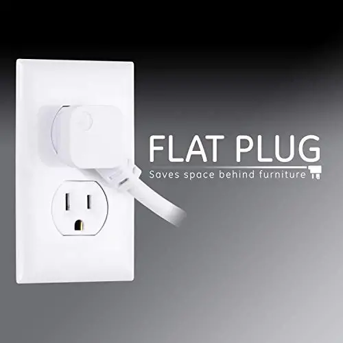GE Surge Protector Power Strip, 6 Ft Extension Cord, 6 Outlet Extender, 800 Joules, Flat Plug, Twist-to-Close Safety Covers, ETL Listed, White, 2 Pack, 54638 - 4