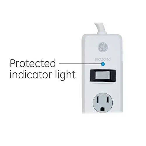 GE Surge Protector Power Strip, 6 Ft Extension Cord, 6 Outlet Extender, 800 Joules, Flat Plug, Twist-to-Close Safety Covers, ETL Listed, White, 2 Pack, 54638 - 6