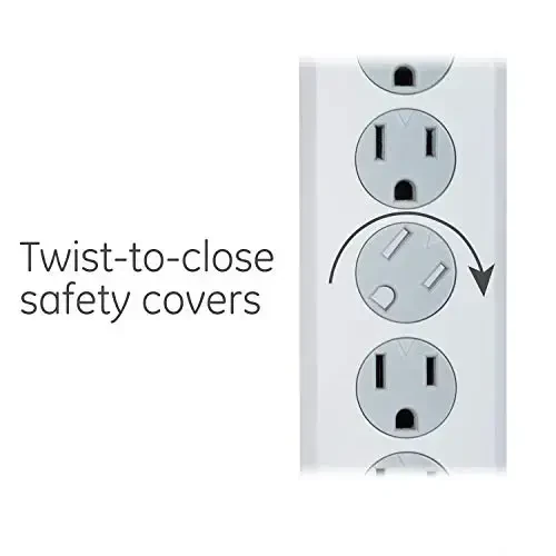 GE Surge Protector Power Strip, 6 Ft Uzaytirish Simi, 6 Rozetkali Uzaytirgich, 800 Dzhoul, Yassi vilka, Burab Yopiladigan Himoya Qopqoqlari, ETL Roʻyxatdan Oʻtgan, Oq, 2 Paket, 54638 - 5