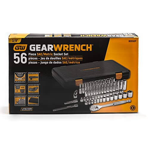 GEARWRENCH 56 Parça 120XP Mekanik Alet Seti | 3/8'' Sürüş | 6 Nokta | Standart & Derin | SAE & Metrik | 80550P - 4