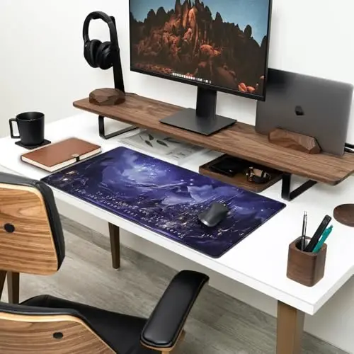 Night Purple Desk Mat Dark Academia Anime Computer Desk Keyboard Mat, 31.5 X 15.8 in Office Decor for Women Castle Aesthetics Mouse Pad XXL for Desktop Laptop Computer Mouse Gaming Pad - 3