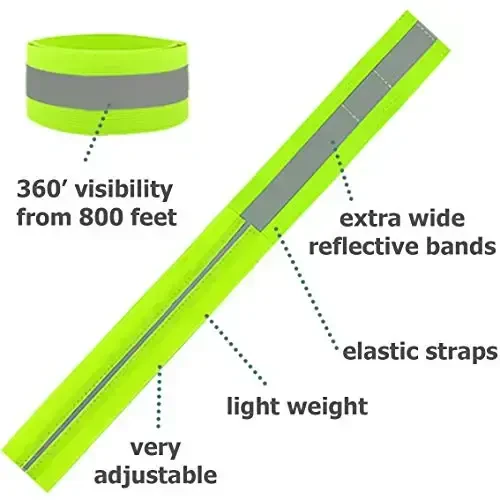 HiVisible Reflective Bands for Night Walking Reflective Arm Bands for Runners Reflective Wristbands Reflective Ankle Bands Cycling Reflective Running Gear Bike Pant Leg Strap Bicycle Pants Clips - 4
