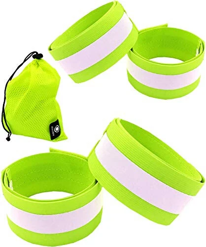 HiVisible Reflective Bands for Night Walking Reflective Arm Bands for Runners Reflective Wristbands Reflective Ankle Bands Cycling Reflective Running Gear Bike Pant Leg Strap Bicycle Pants Clips - HiVisible