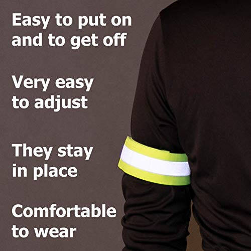 HiVisible Reflective Bands for Night Walking Reflective Arm Bands for Runners Reflective Wristbands Reflective Ankle Bands Cycling Reflective Running Gear Bike Pant Leg Strap Bicycle Pants Clips - 4