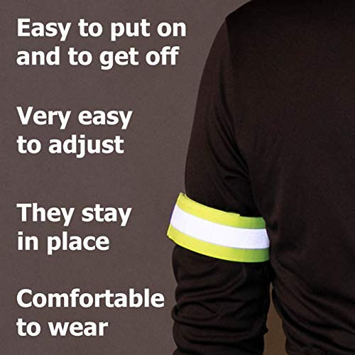 HiVisible Reflective Bands for Night Walking Reflective Arm Bands for Runners Reflective Wristbands Reflective Ankle Bands Cycling Reflective Running Gear Bike Pant Leg Strap Bicycle Pants Clips - 3
