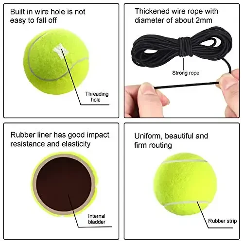 Gejoy 4 Packs Tennis Training Ball with String Tennis Trainer Balls Self Practice Tool Ball Training Equipment for Trainer Practice Exercise - Gejoy (1)