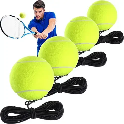 Gejoy 4 ta'lim to'pi ipli to'p bilan tennis to'plari o'z-o'zini mashq qilish vositasi tennis to'pi mashg'ulotlari uskunasi tennis murabbiyi mashq qilish mashqlari uchun - Gejoy