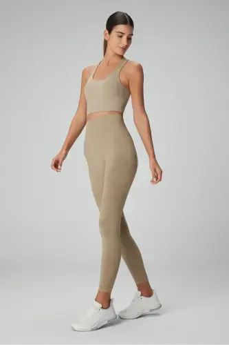 Gela High Waist, Flexible And Gathering Sports Tights Khaki-Khaki - 3