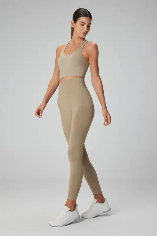 Gela High Waist, Flexible And Gathering Sports Tights Khaki-Khaki - 3