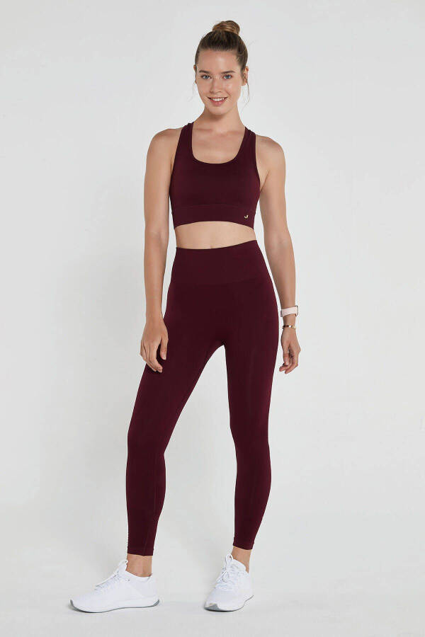 Gela High Waist, Flexible and Shaping Sport Leggings Burgundy - 14