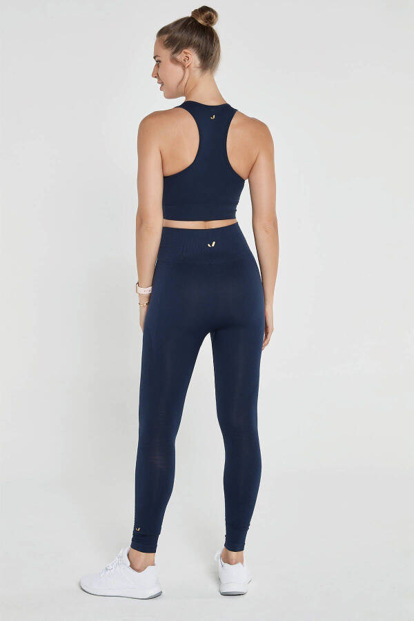 Gela High Waist, Flexible And Shaping Sports Leggings Navy Blue - 18