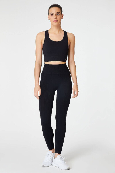 Gela Yüksek Bel, Esnek Ve Toparlayıcı Spor Tayt Siyah-Siyah - 7