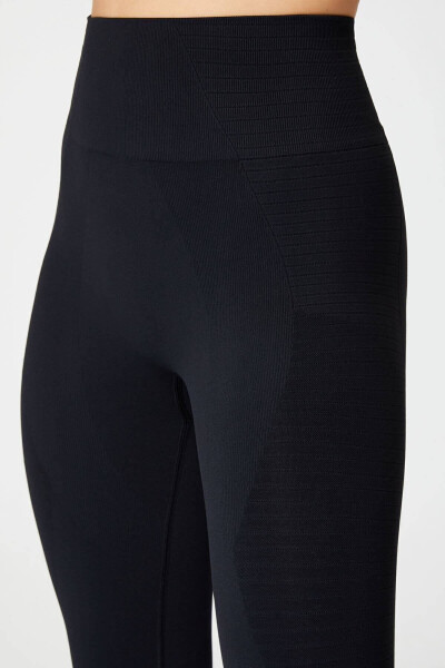 Gela Yüksek Bel, Esnek Ve Toparlayıcı Spor Tayt Siyah-Siyah - 9