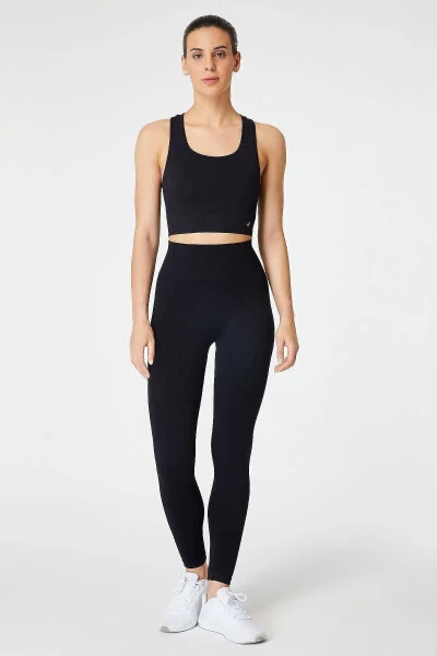 Gela Yüksek Bel, Esnek Ve Toparlayıcı Spor Tayt Siyah-Siyah - JERF (1)