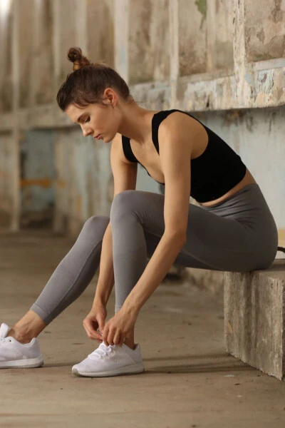 Gela Yuqori Bel, Elastik Va Yig'uvchi Sport Tayt Kulrang - JERF