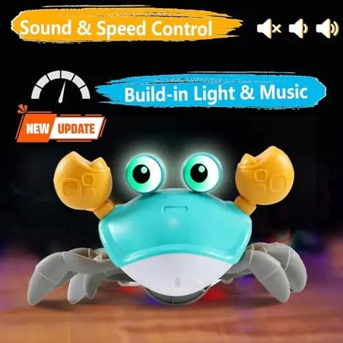 control future Crawling Crab Baby Toy - Infant Tummy Time Toys 3 4 5 6 7 8 9 10 11 12 Babies Boy 3-6 6-12 Learning Crawl 9-12 12-18 Walking Toddler 36 Months Old Music Development 1st Birthday Gifts - 4