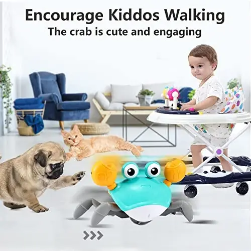 control future Crawling Crab Baby Toy - Infant Tummy Time Toys 3 4 5 6 7 8 9 10 11 12 Babies Boy 3-6 6-12 Learning Crawl 9-12 12-18 Walking Toddler 36 Months Old Music Development 1st Birthday Gifts - 5