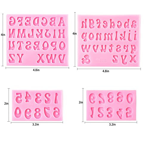 GELIFATLE Letters Molds and Numbers Molds, Silicone Fondant Mold Chocolate Molds, 0-9 Number and 26 Letters Silicone Molds for Baking Desserts and Cake Decoration (4 pack) - GELIFATLE (1)
