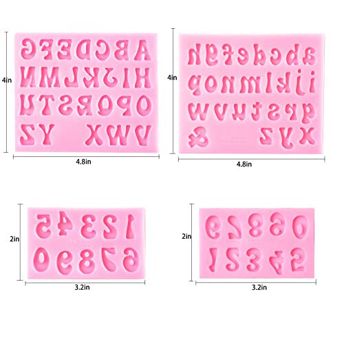 GELIFATLE Letters Molds and Numbers Molds, Silicone Fondant Mold Chocolate Molds, 0-9 Number and 26 Letters Silicone Molds for Baking Desserts and Cake Decoration (4 pack) - 2