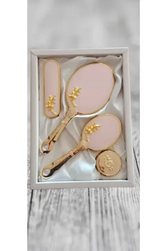 Gelin Ceyizlik Hediyelik Ayna Tarak Seti Gelin Bohçası-Pudra 