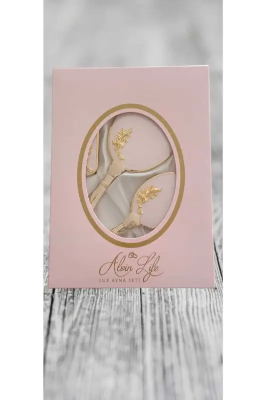 Gelin Ceyizlik Hediyelik Ayna Tarak Seti Gelin Bohçası-Pudra - 2