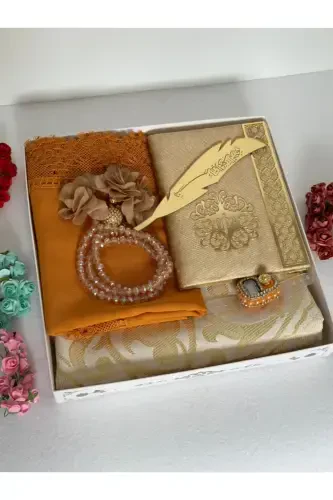 Gelin damat bohça seccade seti-Gold - 5