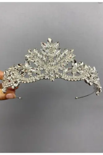 Gelin Kına Düğün Tacı Kristal Taşlı Gelin Tacı – Diğer Saç Aksesuarları – Diğer S - 1