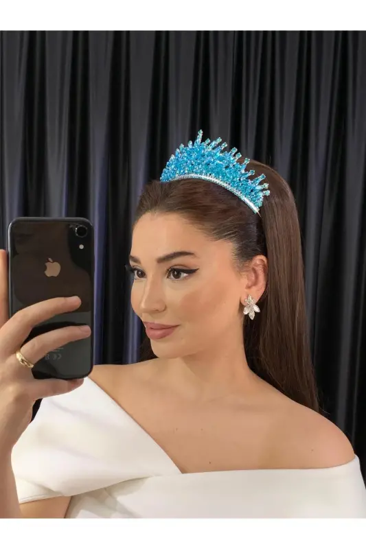 Gelin Nişan Kına Söz Tacı Alin-turkuaz - 2