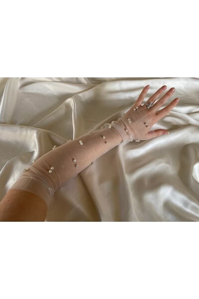 Gelin,Eldiven Parmaksız Kolluk Eldiven İncili,Gelinlik Aksesuar - BBA TULLE STORE (1)